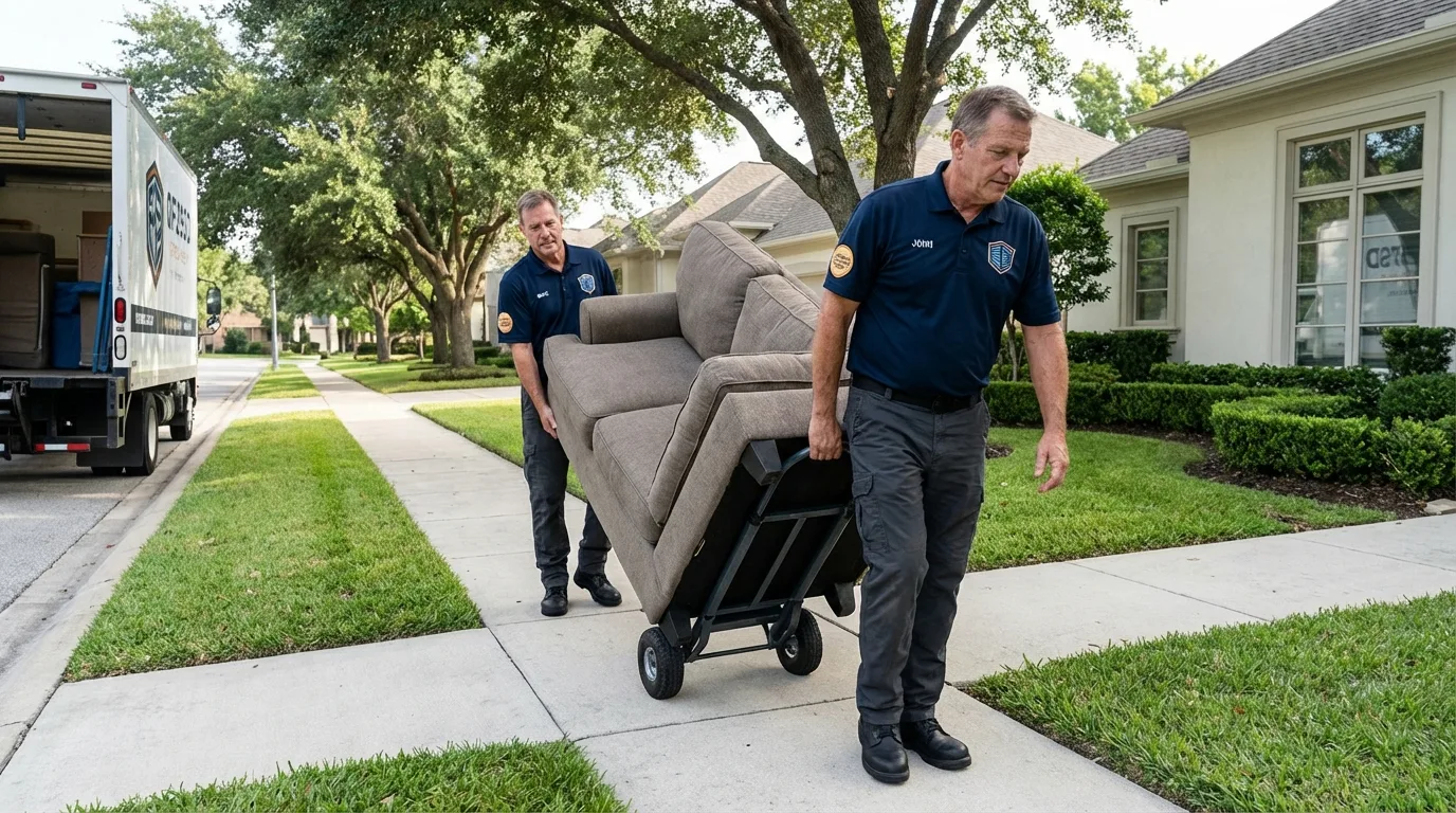 Local residential moving crew loading furniture in Mansfield, MA