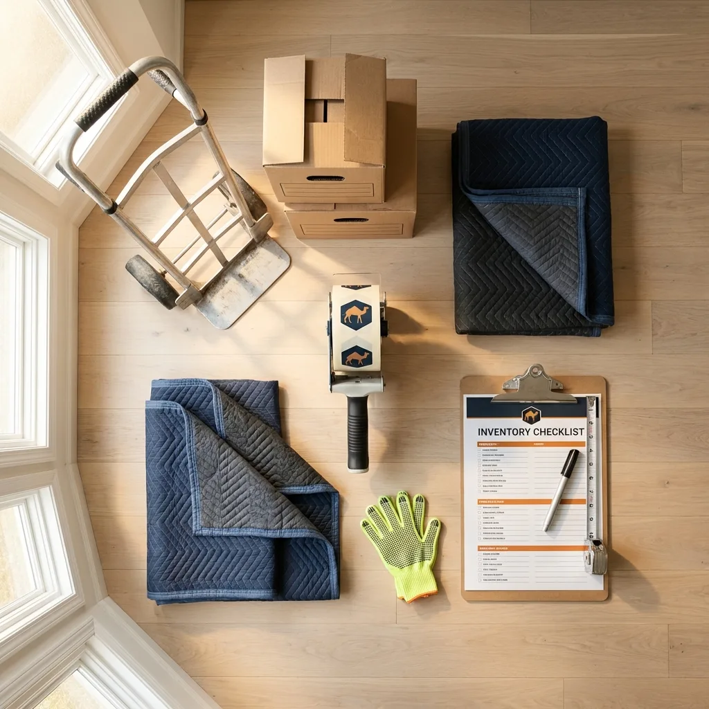 Professional moving supplies and packing materials layout for Mansfield residential relocations